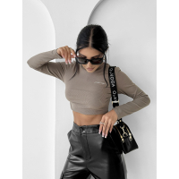BLUZKA Z WISKOZY OLAVOGA SAE DARK BEIGE