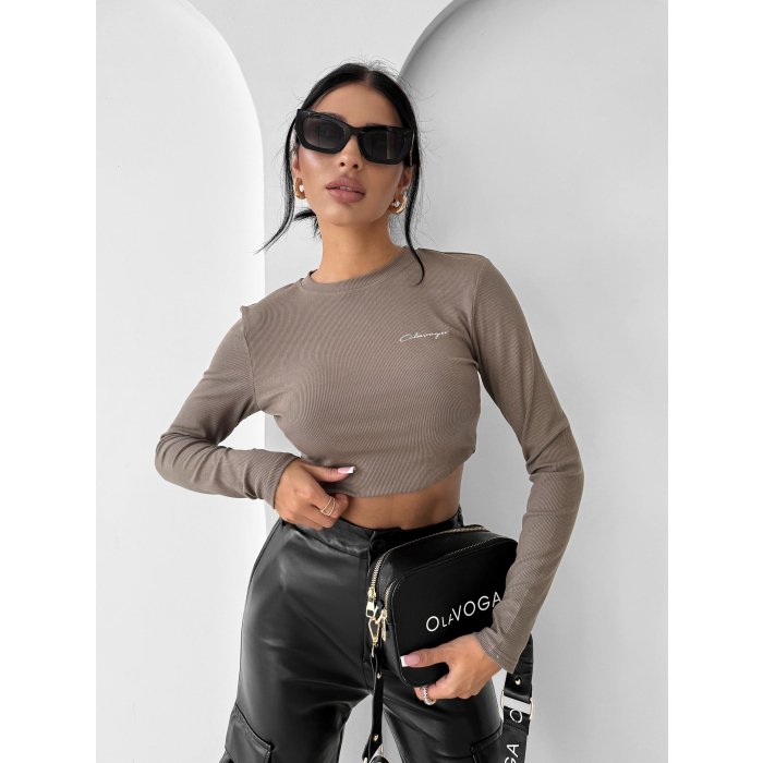 BLUZKA Z WISKOZY OLAVOGA SAE DARK BEIGE