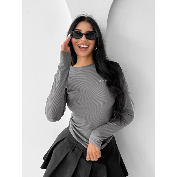 BLUZKA Z WISKOZY OLAVOGA SAE DARK GRAY