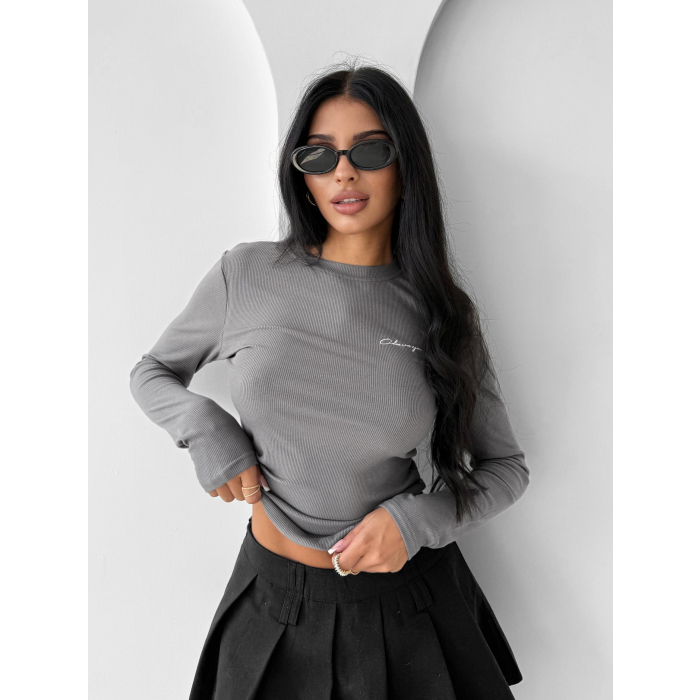 BLUZKA Z WISKOZY OLAVOGA SAE DARK GRAY
