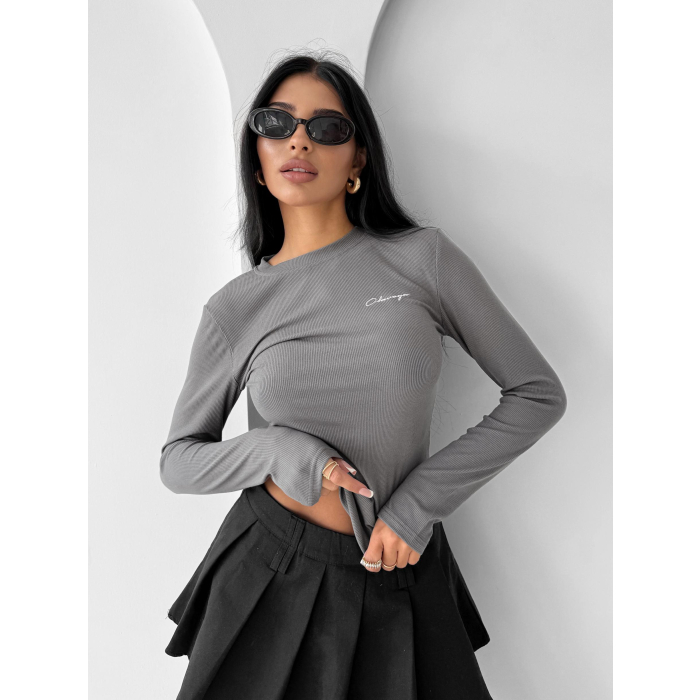 BLUZKA Z WISKOZY OLAVOGA SAE DARK GRAY
