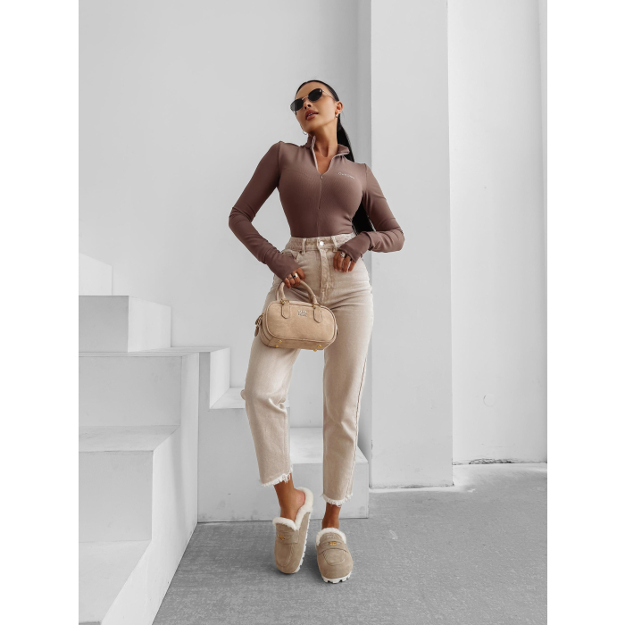 BODY DAMSKIE PRĄŻKOWANE OLAVOGA ESSENTIAL RIB LATTE