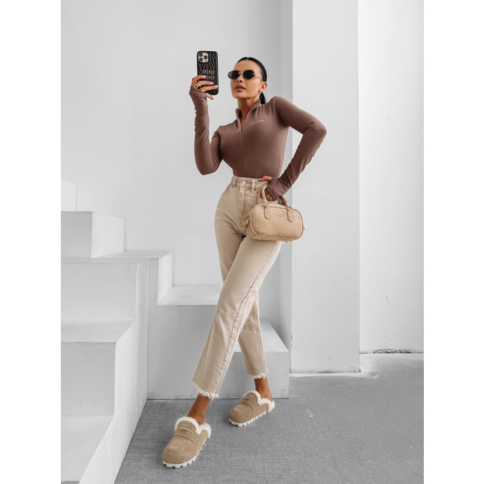 BODY DAMSKIE PRĄŻKOWANE OLAVOGA ESSENTIAL RIB LATTE