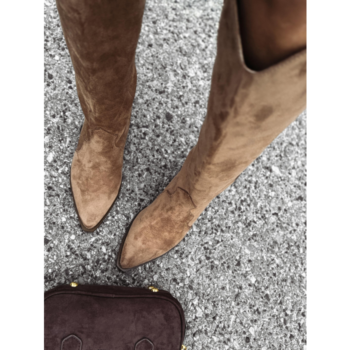 BUTY DAMSKIE KOZAKI KOWBOJKI OLAVOGA SHOES POINT BROWN