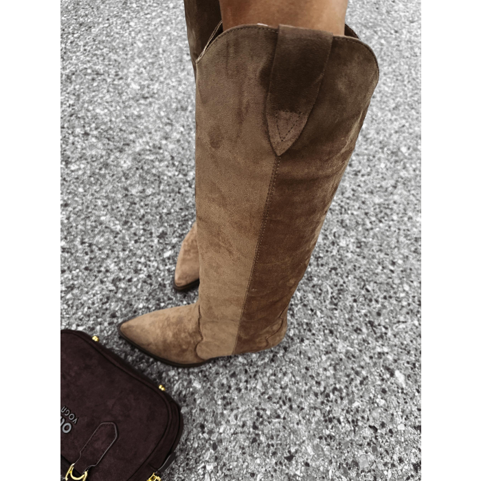 BUTY DAMSKIE KOZAKI KOWBOJKI OLAVOGA SHOES POINT BROWN