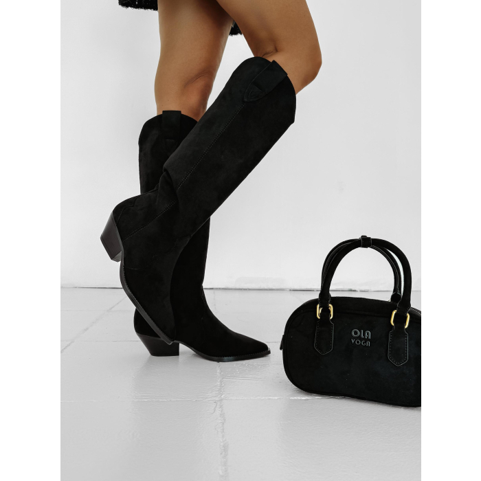 BUTY DAMSKIE KOZAKI KOWBOJKI OLAVOGA SHOES POINT BLACK
