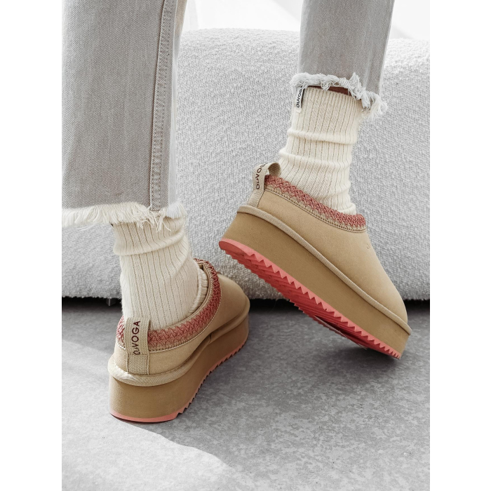 BUTY DAMSKIE ŚNIEGOWCE SLIP-ON OLAVOGA SHOES CUSIE BEIGE