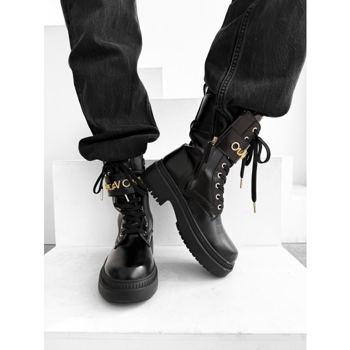 BUTY DAMSKIE WORKERY GOLD OLAVOGA SHOES DICE BLACK