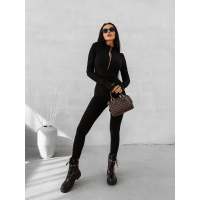 KOMPLET DAMSKI MODELUJĄCY PRĄŻKOWANY OLAVOGA EBONY BLEND BLACK