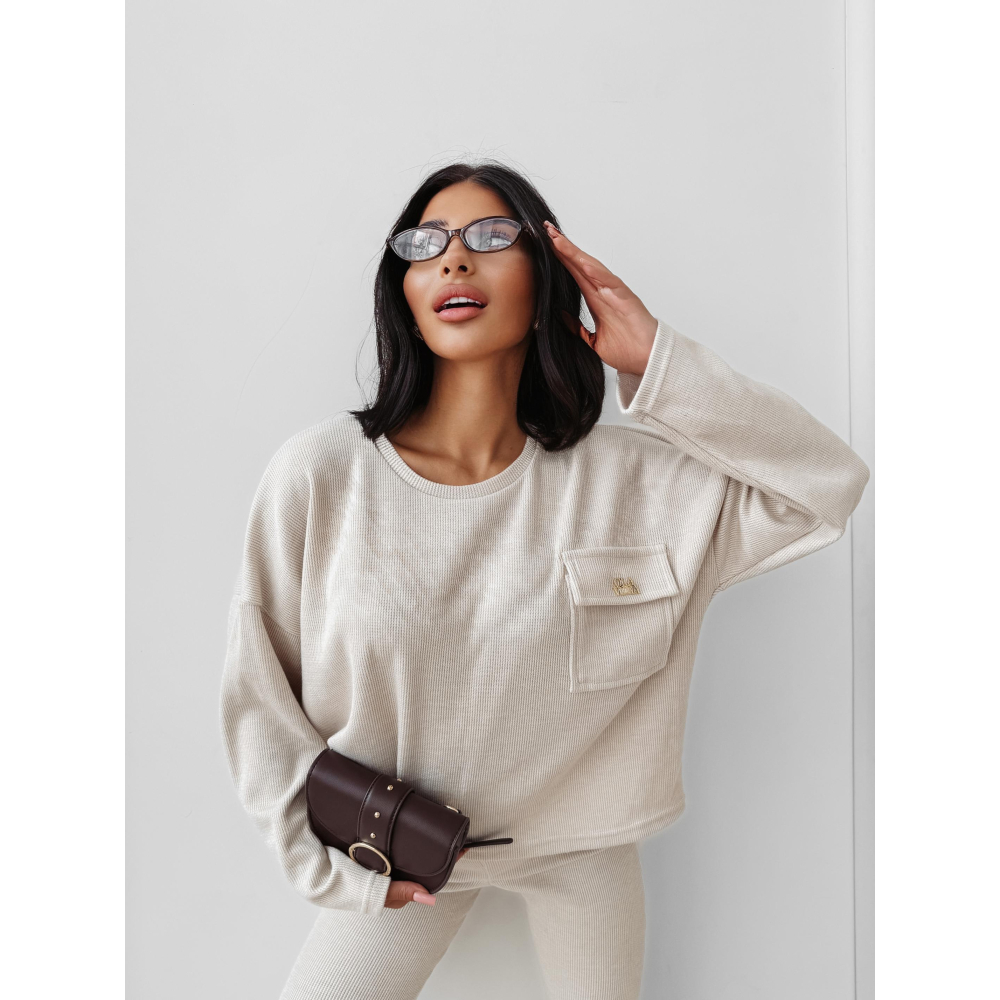 KOMPLET DAMSKI SWETERKOWY OLAVOGA AURIC BEIGE