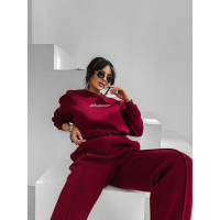 KOMPLET DRES DAMSKI BAWEŁNIANY HAFT OLAVOGA SCRITTO BORDO