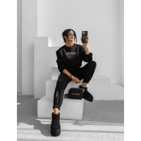 KOMPLET DRES DAMSKI BAWEŁNIANY HAFT OLAVOGA SCRITTO BLACK