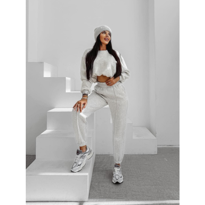 KOMPLET DRES DAMSKI BAWEŁNIANY HAFT OLAVOGA SCRITTO GRAY
