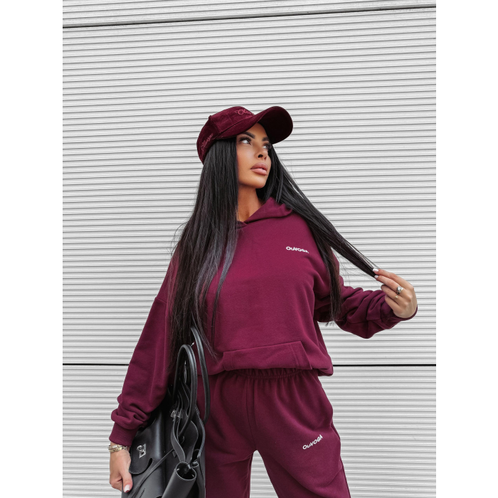 KOMPLET DRES DAMSKI BAWEŁNIANY OLAVOGA DEWFALL BURGUND