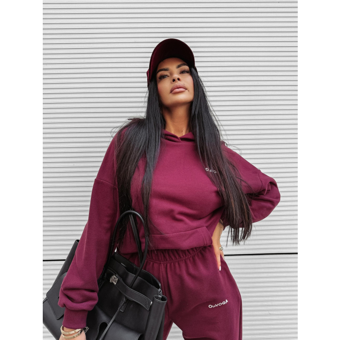 KOMPLET DRES DAMSKI BAWEŁNIANY OLAVOGA DEWFALL BURGUND