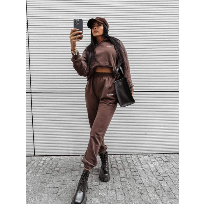 KOMPLET DRES DAMSKI BAWEŁNIANY OLAVOGA DEWFALL BROWN