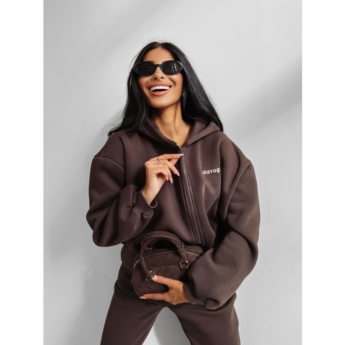 KOMPLET DRES DAMSKI BAWEŁNIANY OLAVOGA SUMELY BROWN