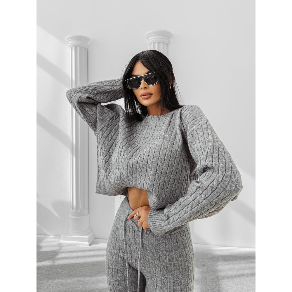 KOMPLET DRES DAMSKI DZIANINOWY WARKOCZ OLAVOGA OLIA GRAY
