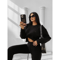 KOMPLET DRES DAMSKI DZIANINOWY WARKOCZ OLAVOGA OLIA BLACK