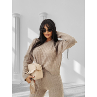 KOMPLET DRES DAMSKI DZIANINOWY WARKOCZ OLAVOGA OLIA BEIGE