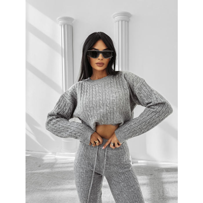 KOMPLET DRES DAMSKI DZIANINOWY WARKOCZ OLAVOGA OLIA GRAY