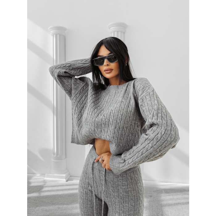 KOMPLET DRES DAMSKI DZIANINOWY WARKOCZ OLAVOGA OLIA GRAY