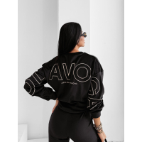KOMPLET DRES DAMSKI WELUROWY HAFT OLAVOGA VELVET ASH BLACK