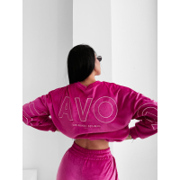 KOMPLET DRES DAMSKI WELUROWY HAFT OLAVOGA VELVET ASH AMARANT