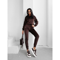 KOMPLET DRES DAMSKI WELUROWY HAFT OLAVOGA VELVET ASH BROWN