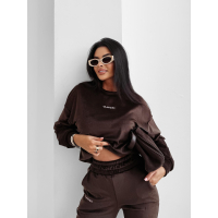 KOMPLET DRES DAMSKI WELUROWY HAFT OLAVOGA VELVET ASH BROWN