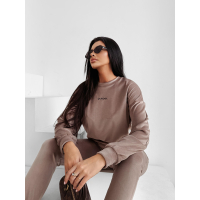 KOMPLET DRES DAMSKI WELUROWY HAFT OLAVOGA VELVET ASH LATTE