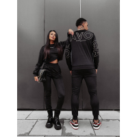 KOMPLET DRES DAMSKI WELUROWY HAFT OLAVOGA VELVET ASH BLACK