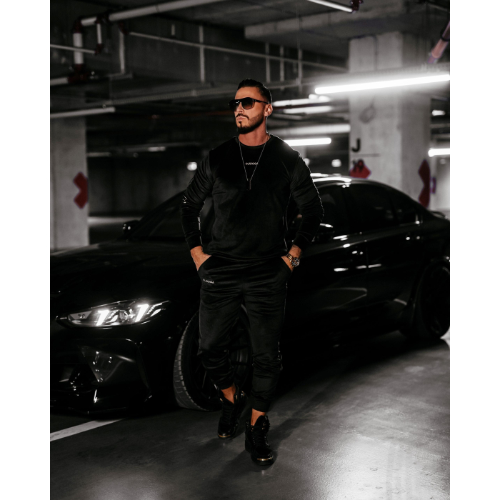 KOMPLET DRES MĘSKI WELUROWY HAFT OLAVOGA MEN VELVET ASH MEN BLACK