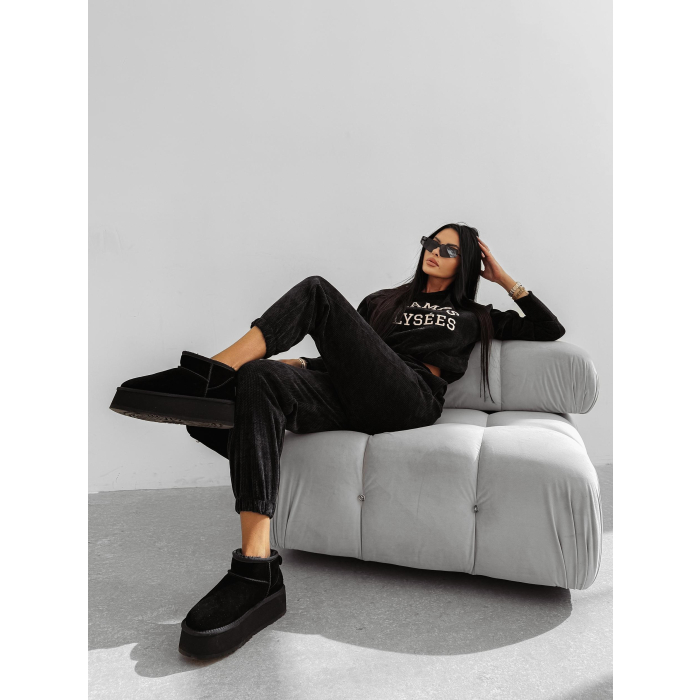 KOMPLET DRES DAMSKI SZTRUKS OLAVOGA BISCUIT BLACK