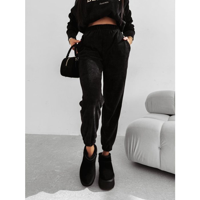 KOMPLET DRES DAMSKI SZTRUKS OLAVOGA BISCUIT BLACK