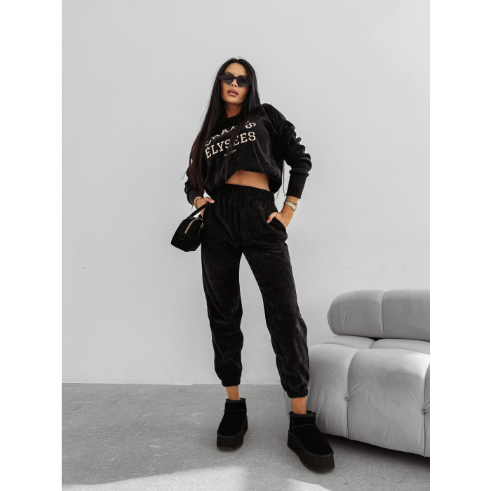 KOMPLET DRES DAMSKI SZTRUKS OLAVOGA BISCUIT BLACK