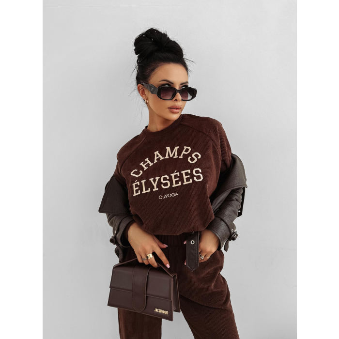 KOMPLET DRES DAMSKI SZTRUKS OLAVOGA BISCUIT BROWN