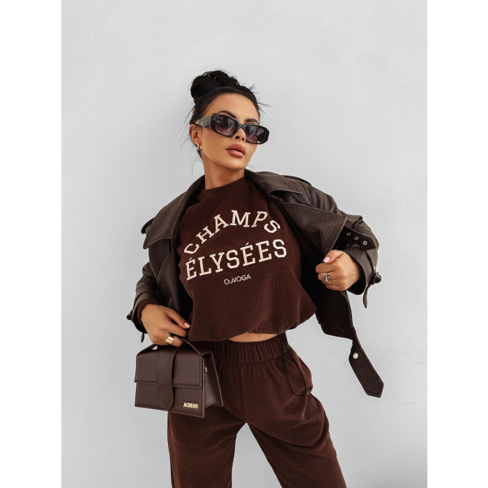 KOMPLET DRES DAMSKI SZTRUKS OLAVOGA BISCUIT BROWN