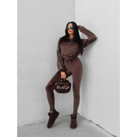 KOMPLET DRES DAMSKI WELUROWY HAFT LAMPASY OLAVOGA VELVET AURA BROWN