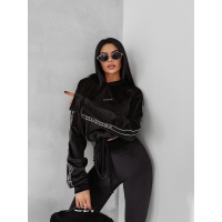 KOMPLET DRES DAMSKI WELUROWY HAFT LAMPASY OLAVOGA VELVET AURA BLACK