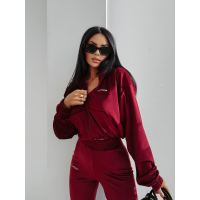 KOMPLET DRES DAMSKI WELUROWY HAFT LAMPASY OLAVOGA VELVET WOOD BURGUND