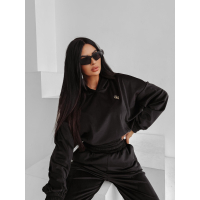 KOMPLET DRES DAMSKI WELUROWY Z KAPTUREM OLAVOGA FORM BLACK