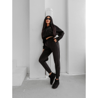 KOMPLET DRES DAMSKI WELUROWY Z KAPTUREM OLAVOGA FORM BLACK