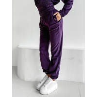 KOMPLET DRES WELUROWY HAFT OLAVOGA VELVET STORM PLUM