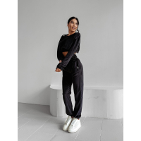 KOMPLET DRES WELUROWY HAFT OLAVOGA VELVET STORM BLACK