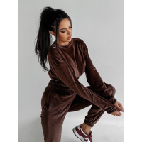 KOMPLET DRES WELUROWY HAFT OLAVOGA VELVET STORM MEDIUM CHOCOLATE
