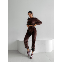 KOMPLET DRES WELUROWY HAFT OLAVOGA VELVET STORM MEDIUM CHOCOLATE