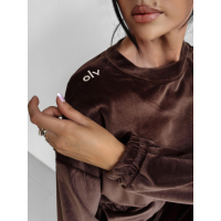 KOMPLET DRES WELUROWY HAFT OLAVOGA VELVET STORM MEDIUM CHOCOLATE