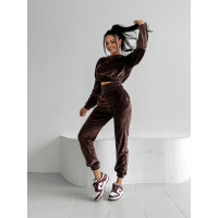 KOMPLET DRES WELUROWY HAFT OLAVOGA VELVET STORM MEDIUM CHOCOLATE