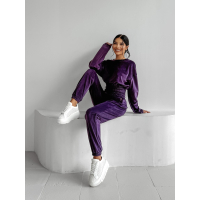 KOMPLET DRES WELUROWY HAFT OLAVOGA VELVET STORM PLUM
